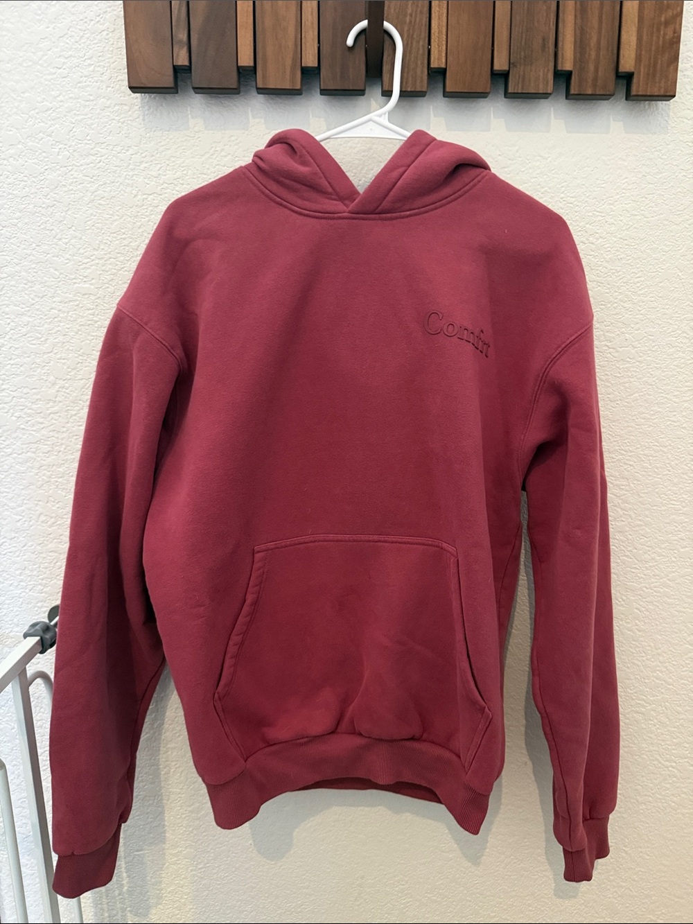 Comfort Embroidered Weighted Maroon Hoodie - Women